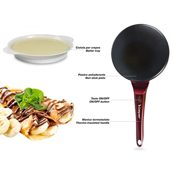 Beper BT.710Y 전기 크레이프 레드 및 블랙, 800W