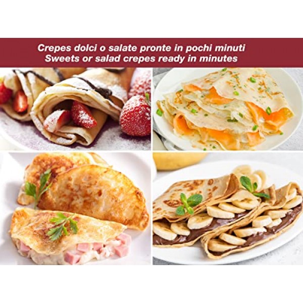 Beper BT.710Y 전기 크레이프 레드 및 블랙, 800W