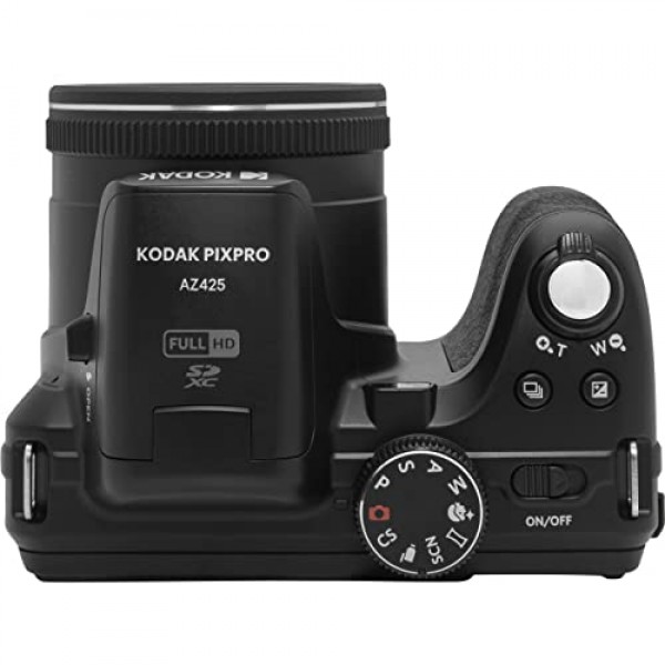 Kodak PIXPRO AZ425 디지털 카메라 번들, 32GB 메모리 카드, 카메라 케이스(검은색), 배터리, 충전기, USB 카드 리더기, 테이블 삼각대, 액세서리(검은색)