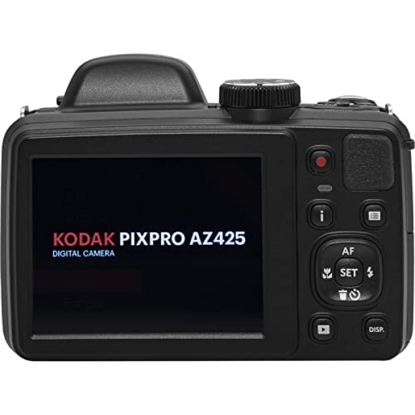 Kodak PIXPRO AZ425 디지털 카메라 번들, 32GB 메모리 카드, 카메라 케이스(검은색), 배터리, 충전기, USB 카드 리더기, 테이블 삼각대, 액세서리(검은색)