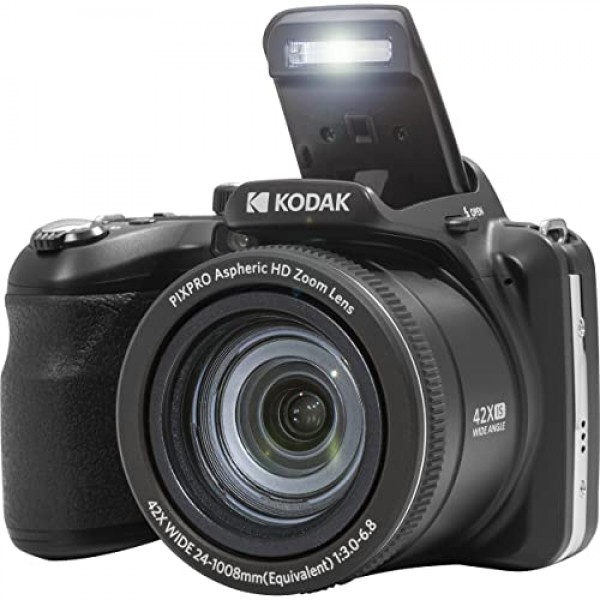Kodak PIXPRO AZ425 디지털 카메라 번들, 32GB 메모리 카드, 카메라 케이스(검은색), 배터리, 충전기, USB 카드 리더기, 테이블 삼각대, 액세서리(검은색)