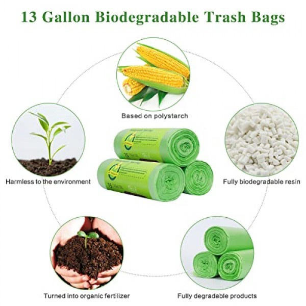 Toplive 쓰레기 봉투 쓰레기 봉투 쓰레기 봉투 쓰레기통 쓰레기통 가정용 욕실 침실 주방 사무실 쓰레기통 (녹색, 13 갤런)