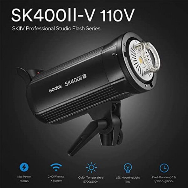 Godox SK400IIV LED 스튜디오 플래시 400Ws, 5600K 2.4G GN65 스튜디오 스트로브 라이트(LED 모델링 램프 포함) 스튜디오, 상업 사진 촬영용 Bowens Mount