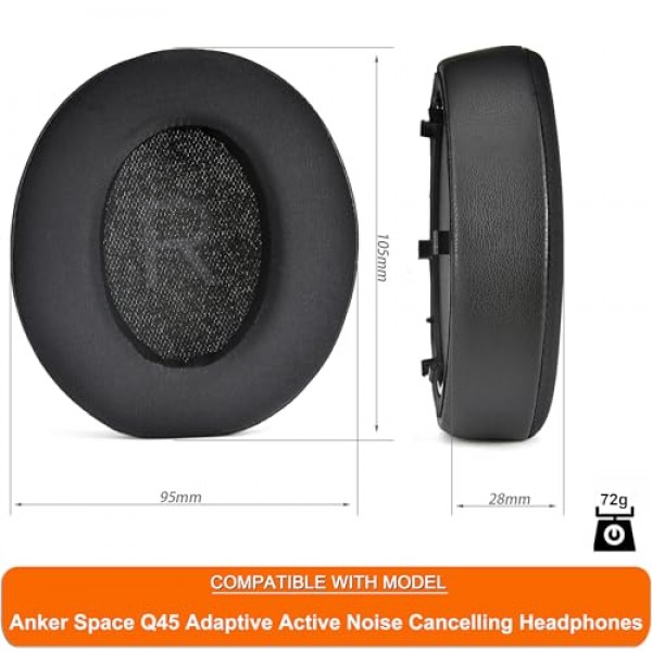 Space Q45 냉각 젤 이어 패드 교체 커버 쿠션 Anker Space Q45 적응형 능동형 소음 차단 헤드폰, 고밀도 소음 차단 폼과 호환 가능