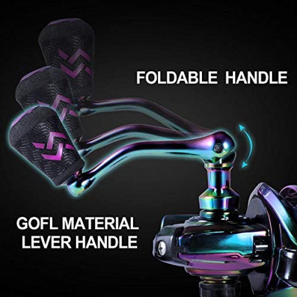 Sougayilang 낚시 릴, 흑연 프레임이 있는 다채로운 초경량 스피닝 릴 6.0:1 고속, 바닷물 또는 민물 낚시를 위한 39lbs 이상의 탄소 드래그