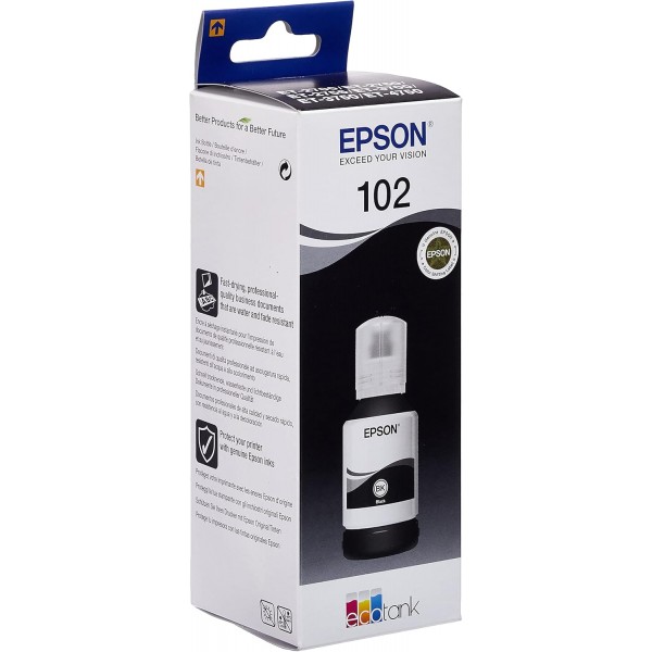 Epson EcoTank ET-2850 인쇄/스캔/복사 Wi-Fi 프린터, 검정 및 EcoTank 102 검정 정품 잉크병 ET2850 + 병잉크, 검정