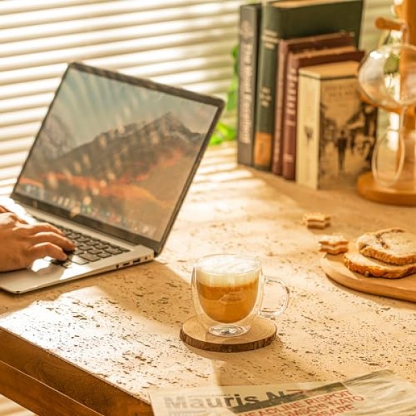 Sweese 5온스 이중 벽 유리 에스프레소 컵 2개 세트, 카푸치노, 라떼, 차에 딱 맞는 손잡이가 있는 절연 유리 커피 컵, 에스프레소 머신에 적합한 투명 유리 에스프레소 