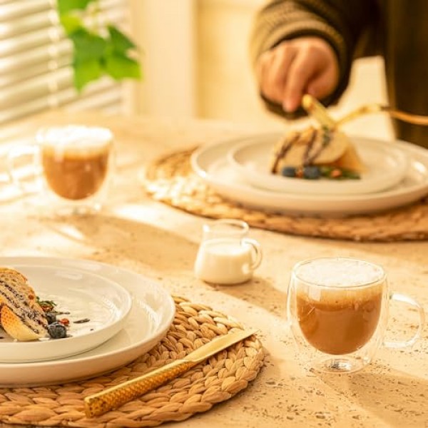 Sweese 5온스 이중 벽 유리 에스프레소 컵 2개 세트, 카푸치노, 라떼, 차에 딱 맞는 손잡이가 있는 절연 유리 커피 컵, 에스프레소 머신에 적합한 투명 유리 에스프레소 