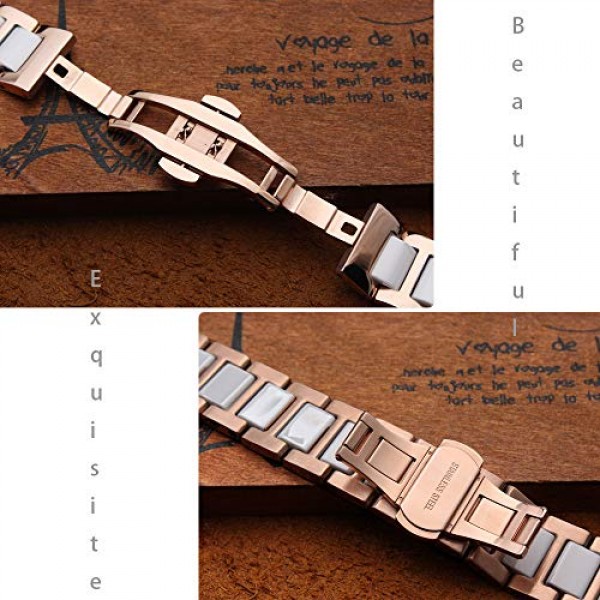 럭셔리 블랙 화이트 블루 그린 브라운 핑크 세라믹 시계 밴드 스테인레스 스틸 시계 팔찌 배포 걸쇠 금속 시계 스트랩 남성 여성 14mm 16mm 18mm 20mm 22mm