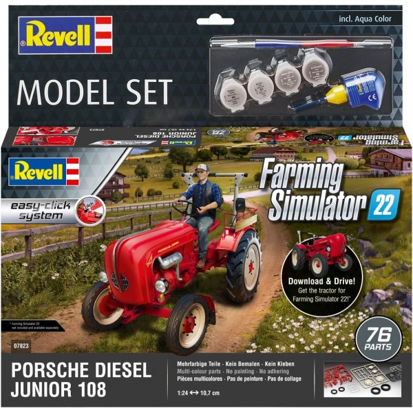 Revell 모델 세트 트랙터 Porsche Junior 108 67823 어린이 및 성인용 I 모델 I 공예용 모델 키트 I 10세부터 크리스마스 선물 I