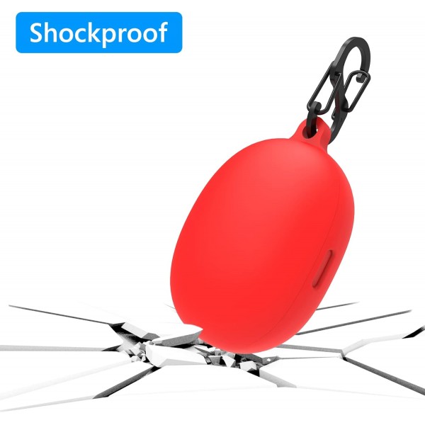 Anker Soundcore Liberty 3 Pro True Wireless 이어버드와 호환되는 Geekria 실리콘 케이스, 키체인 후크 충전 포트가 있는 이어폰 스킨 커버 보호 케이스(빨간색)