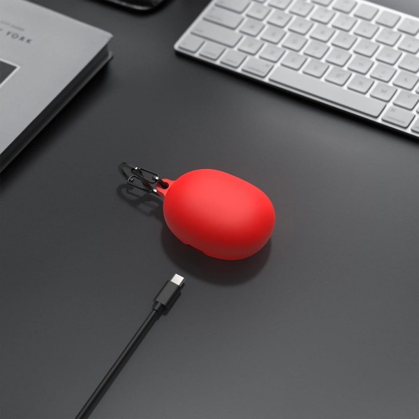 Anker Soundcore Liberty 3 Pro True Wireless 이어버드와 호환되는 Geekria 실리콘 케이스, 키체인 후크 충전 포트가 있는 이어폰 스킨 커버 보호 케이스(빨간색)