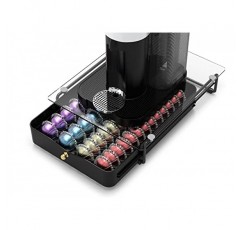 EVERIE 크리스탈 강화 유리 상단 정리함 서랍 홀더 Nespresso Vertuo 캡슐과 호환 가능, 40개의 대형 또는 52개의 소형 Vertuoline 포드와 호환 가능, NP02