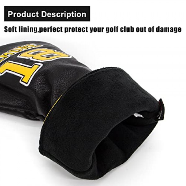 골프 헤드커버 골프 클럽 헤드 커버 스포츠 스타일 넘버 18 프리미엄 가죽 드라이버 페어웨이(FW) 우드 하이브리드(UT) 번호 태그 포함, 골프 블레이드 말렛 퍼터 커버