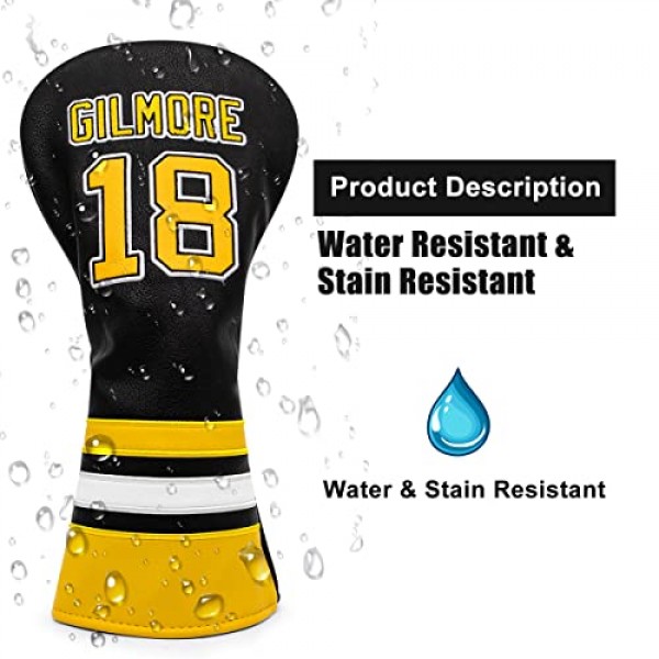 골프 헤드커버 골프 클럽 헤드 커버 스포츠 스타일 넘버 18 프리미엄 가죽 드라이버 페어웨이(FW) 우드 하이브리드(UT) 번호 태그 포함, 골프 블레이드 말렛 퍼터 커버