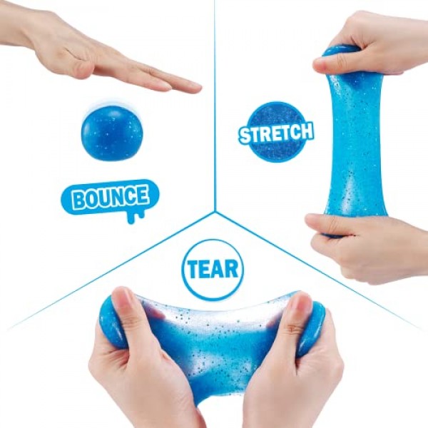 ZURU의 Oosh Putty 4 팩, Gooey Slime 및 Epic Stretchy Slime(소녀 및 어린이용)(블루, 핑크, 그린, 오렌지)