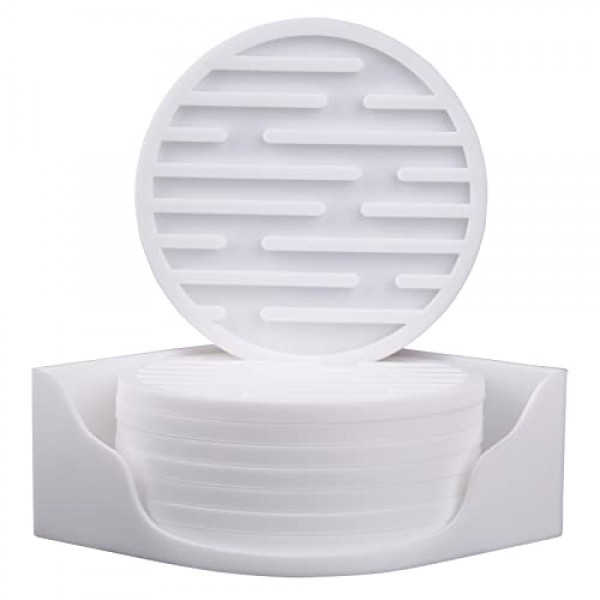 음료용 Smithcraft 실리콘 컵받침, 8개 코스터 세트, 커피 나무 테이블용 음료 컵받침, 홀더가 있는 귀여운 컵 컵받침, 바용 재미있는 컵받침, 모든 종류의 컵과 안경에 적