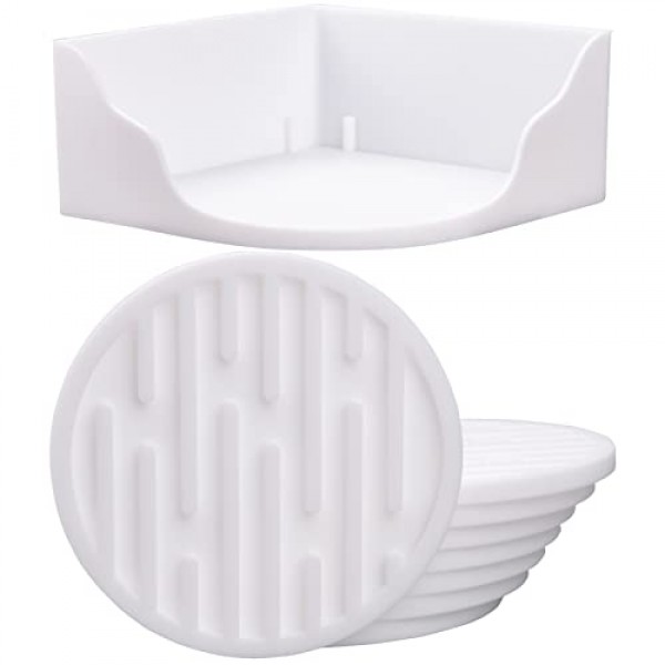 음료용 Smithcraft 실리콘 컵받침, 8개 코스터 세트, 커피 나무 테이블용 음료 컵받침, 홀더가 있는 귀여운 컵 컵받침, 바용 재미있는 컵받침, 모든 종류의 컵과 안경에 적