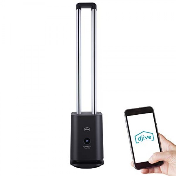 djive Flowmate Tower One 타워 팬, 앱 및 Alexa 제어 기능이 있는 무음 팬, HEPA 12 필터가 포함된 공기 청정기