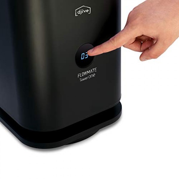 djive Flowmate Tower One 타워 팬, 앱 및 Alexa 제어 기능이 있는 무음 팬, HEPA 12 필터가 포함된 공기 청정기