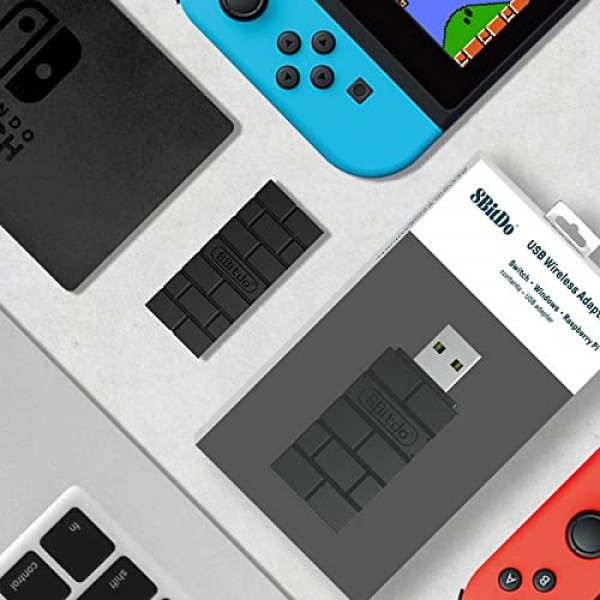 8Bitdo 어댑터 스위치 컨트롤러 어댑터 Windows, Mac 및 Raspberry Pi용 2 USB 무선, Xbox 시리즈 X 및 S 컨트롤러, Xbox One Bluetooth 컨트롤러, PS5/PS4/PS3 컨트롤러와 호환 가능