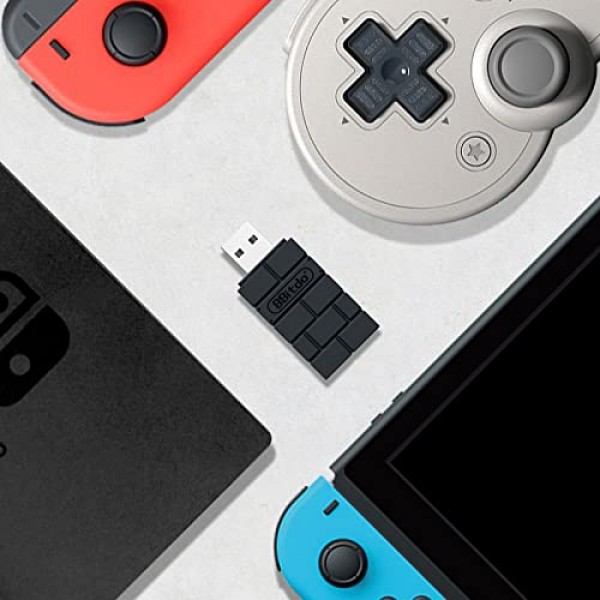 8Bitdo 어댑터 스위치 컨트롤러 어댑터 Windows, Mac 및 Raspberry Pi용 2 USB 무선, Xbox 시리즈 X 및 S 컨트롤러, Xbox One Bluetooth 컨트롤러, PS5/PS4/PS3 컨트롤러와 호환 가능
