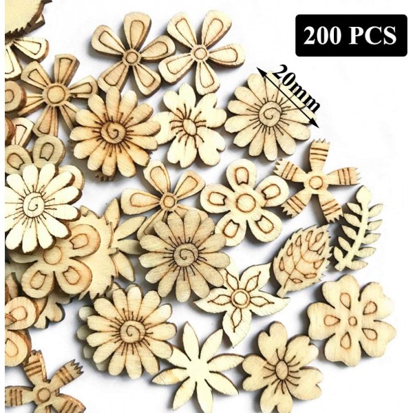Nsiwem 나무 분산 장식 300 조각 분산 장식 꽃 나무 꽃 디스크 나무 디스크 테이블 장식 공예에 대 한 나무 장식 DIY 공예 그림 염색 20mm/30mm 혼합 패턴