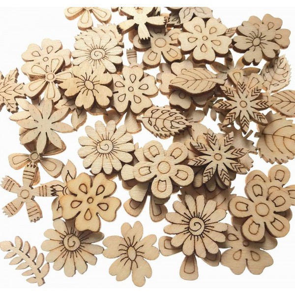 Nsiwem 나무 분산 장식 300 조각 분산 장식 꽃 나무 꽃 디스크 나무 디스크 테이블 장식 공예에 대 한 나무 장식 DIY 공예 그림 염색 20mm/30mm 혼합 패턴