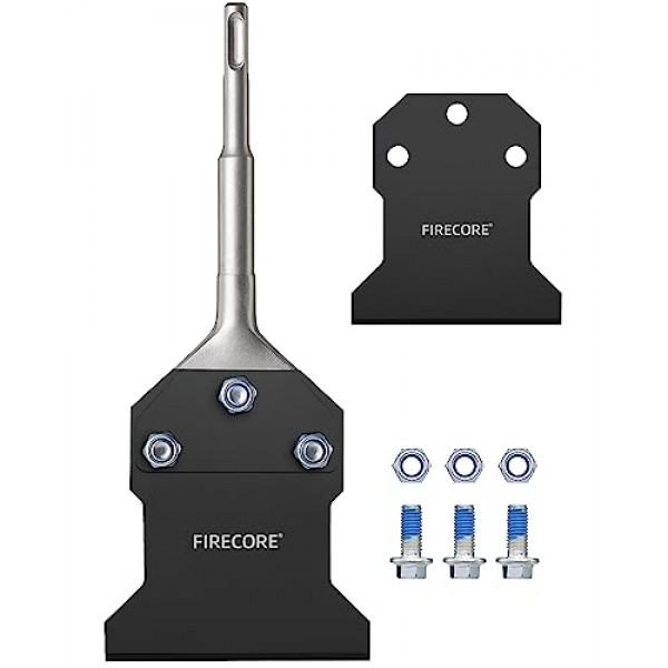 교체 블레이드가 포함된 SDS Plus 바닥 스크레이퍼, Firecore 4인치 x 10인치 녹 방지 타일 제거 도구 회전식 해머 드릴용 얇은 세트 리무버 치즐 비트, 바닥 접착제 리무버 F