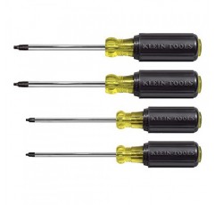 Klein Tools 85664 스크루드라이버 세트, 미국산, 색상 코드 핸들 및 열처리된 사각형 홈, 크롬 도금 샤프트, 4피스