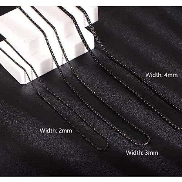 FIBO STEEL 2-4 mm 스테인리스 스틸 남녀공용 롤로 케이블 체인 목걸이, 40.6 - 91.4 cm