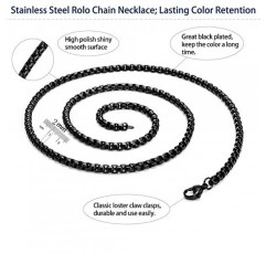 FIBO STEEL 2-4 mm 스테인리스 스틸 남녀공용 롤로 케이블 체인 목걸이, 40.6 - 91.4 cm