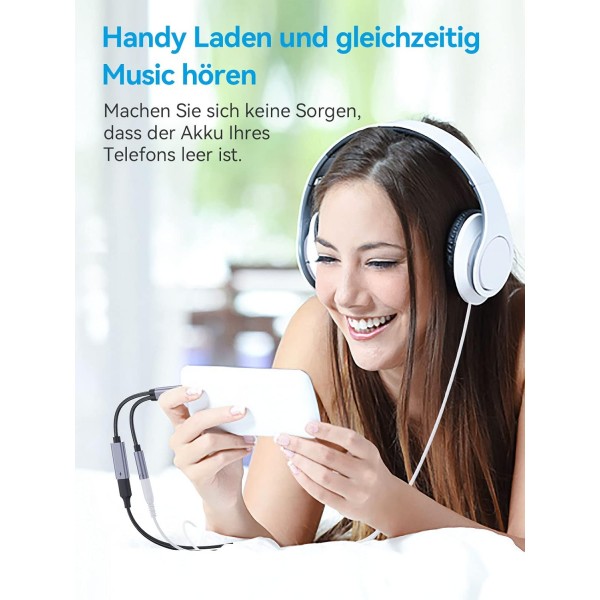 USB C to 3.5mm 잭 헤드폰 어댑터 및 충전 - Samsung S21/S20, Huawei P40/Mate40/30, Pixel 5/4 XL 3.5mm Jack to PD 60W 고속 충전 Aux 오디오 케이블로 SOOMFON 2 in 1 Type C 어댑터 헤드폰 충전 USB-C