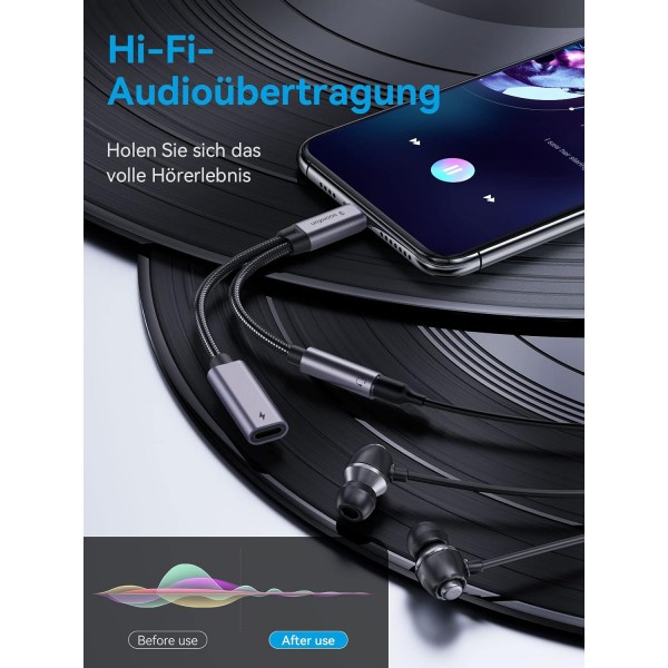 USB C to 3.5mm 잭 헤드폰 어댑터 및 충전 - Samsung S21/S20, Huawei P40/Mate40/30, Pixel 5/4 XL 3.5mm Jack to PD 60W 고속 충전 Aux 오디오 케이블로 SOOMFON 2 in 1 Type C 어댑터 헤드폰 충전 USB-C