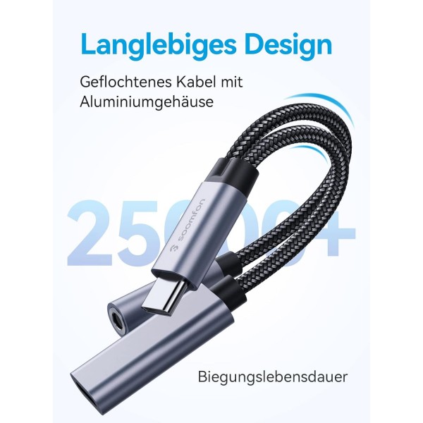 USB C to 3.5mm 잭 헤드폰 어댑터 및 충전 - Samsung S21/S20, Huawei P40/Mate40/30, Pixel 5/4 XL 3.5mm Jack to PD 60W 고속 충전 Aux 오디오 케이블로 SOOMFON 2 in 1 Type C 어댑터 헤드폰 충전 USB-C
