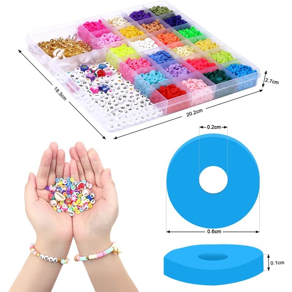 Cgboom 5546 pcs 폴리머 클레이 비즈, 24 색 클레이 비즈 폴리머 클레이 비즈 6mm heishi 비즈 목걸이 팔찌 diy 세트, 성인용 플랫 비즈 키즈 스타일 2
