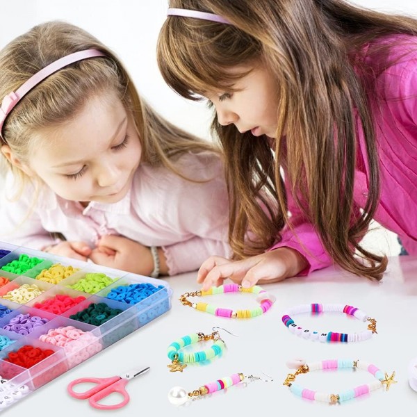 Cgboom 5546 pcs 폴리머 클레이 비즈, 24 색 클레이 비즈 폴리머 클레이 비즈 6mm heishi 비즈 목걸이 팔찌 diy 세트, 성인용 플랫 비즈 키즈 스타일 2