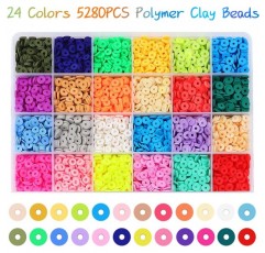 Cgboom 5546 pcs 폴리머 클레이 비즈, 24 색 클레이 비즈 폴리머 클레이 비즈 6mm heishi 비즈 목걸이 팔찌 diy 세트, 성인용 플랫 비즈 키즈 스타일 2