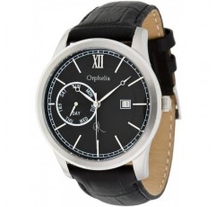 Orphelia 남성용 시계 Rich History 아날로그 쿼츠 가죽 블랙/블랙