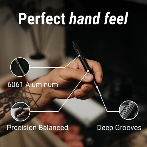 Everyman Black Grafton 펜, 프리미엄 젤 잉크가 포함된 EDC 펜, 고급 금속 필기구, 사무실, 비즈니스, 임원용 선물