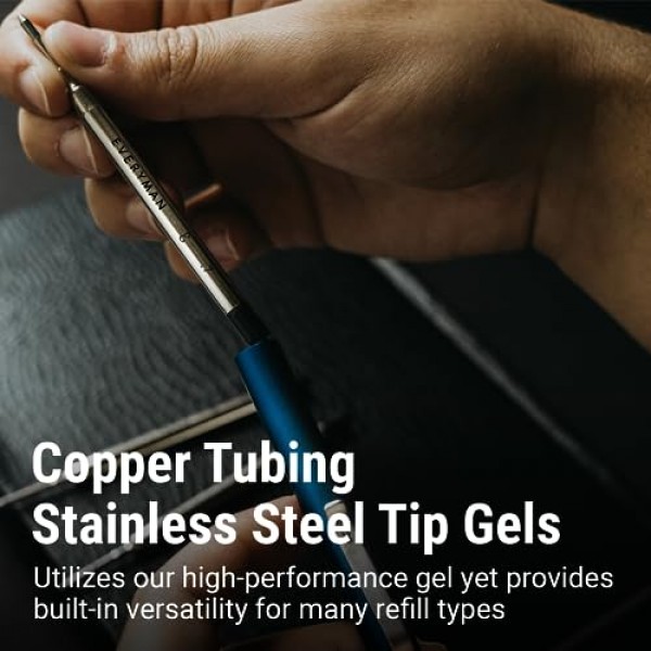 Everyman Black Grafton 펜, 프리미엄 젤 잉크가 포함된 EDC 펜, 고급 금속 필기구, 사무실, 비즈니스, 임원용 선물