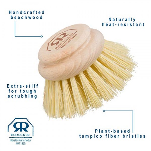 처리되지 않은 너도밤나무로 제작된 Redecker Tampico 섬유 교체 헤드, 2인치