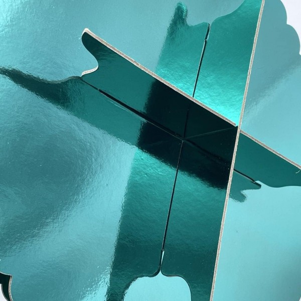 XIXIMENG 4 PACK 골판지 컵케익 스탠드 3단 레이스 에지 디저트 스탠드, 골판지 컵케익 스탠드(녹색)