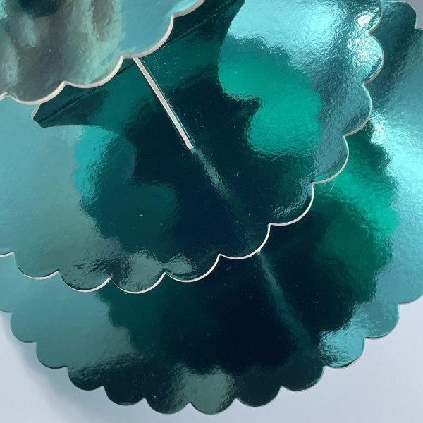 XIXIMENG 4 PACK 골판지 컵케익 스탠드 3단 레이스 에지 디저트 스탠드, 골판지 컵케익 스탠드(녹색)