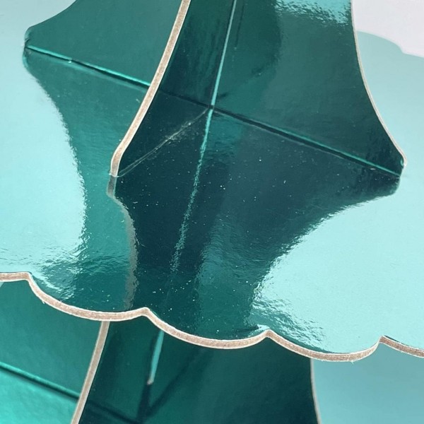 XIXIMENG 4 PACK 골판지 컵케익 스탠드 3단 레이스 에지 디저트 스탠드, 골판지 컵케익 스탠드(녹색)