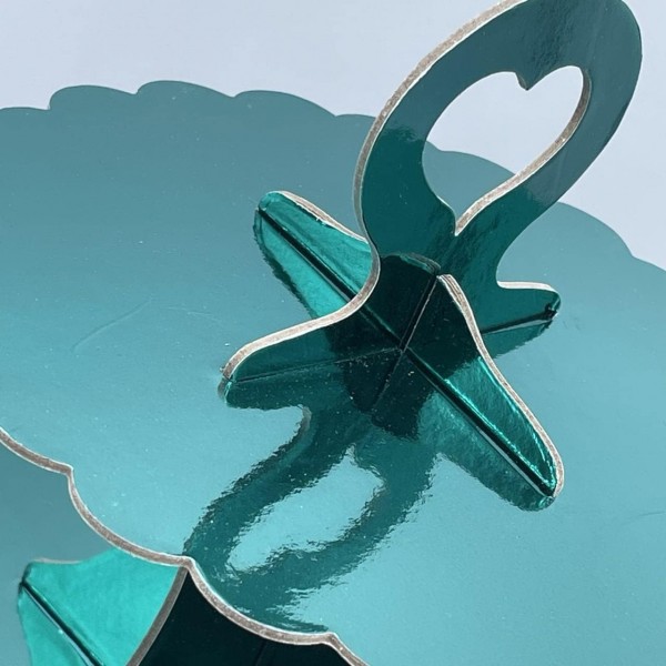 XIXIMENG 4 PACK 골판지 컵케익 스탠드 3단 레이스 에지 디저트 스탠드, 골판지 컵케익 스탠드(녹색)