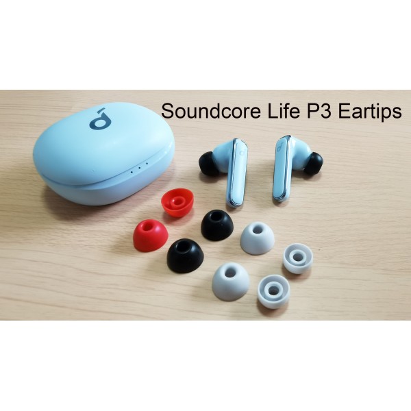 Anker Soundcore Life P3 팁용 Luckvan 실리콘 이어 팁 Soundcore Life P3/P2 이어버드용 교체 이어버드 팁 6쌍 LMS Black