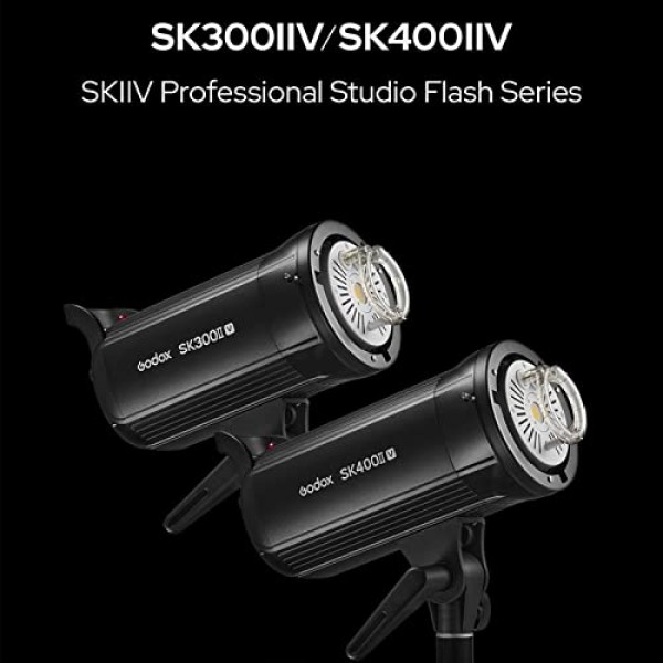Godox SK400II-V SK400IIV 400W 스튜디오 스트로브 플래시 - 표준 반사경 포함, 스튜디오, 상업 사진 촬영용 보웬스 마운트 LED 모델링 램프(SK400II 업그레이드 버전)