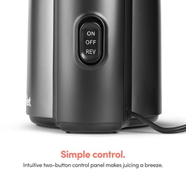 nutribullet 슬로우 주서기, 저속 저작 주서기, 청소 용이, 조용한 모터 및 역방향 기능, BPA 프리, 브러시가 포함된 콜드 프레스 주서기, 150와트, 차콜 블랙, NBJ50300, 24온스