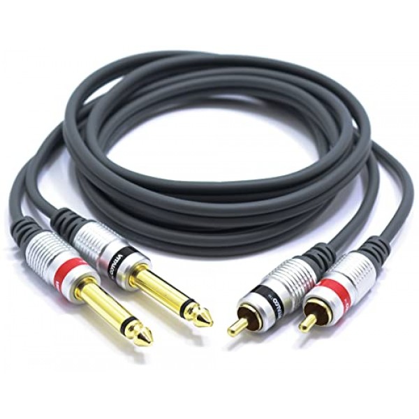 VITALCO RCA - 6.3mm 잭 케이블 5m 2 x Male RCA Male - 2 x 대형 잭 모노 오디오 어댑터